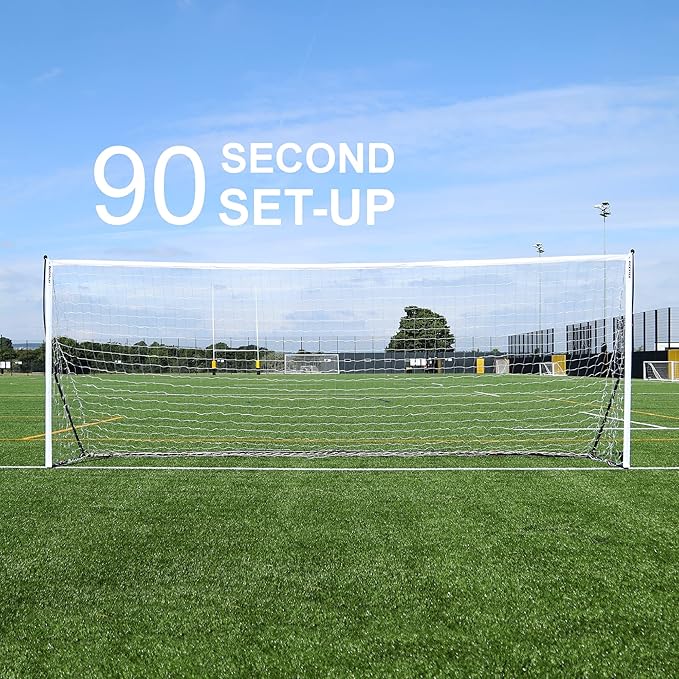 QUICKPLAY Kickster Elite Portable Soccer Goal | Integrated Weighted Base for Training on Turf, Hard Floors or Grass | Sizes 5x3', 6x4', 12x6', 16x7', & 3x2M [Single Goal]