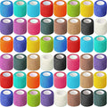 Treela 64 Pack 2" x 5 Yards Self Adhesive Cohesive Bandage Wraps, Elastic Breathable Athletic Tape, Flexible Self Adherent Bandage Rolls for Wrist, Ankle, Fingers, Sports & Pets (Multi Color)
