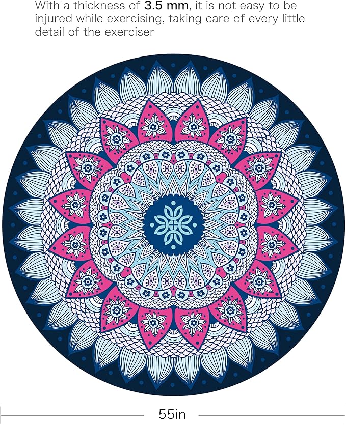 Pilates Mat Round Oversize Yoga Mat Suede Rubber Non-Slip Dia 140cm Exercise Mat Meditation Mat Workout Mat for Home Outdoor