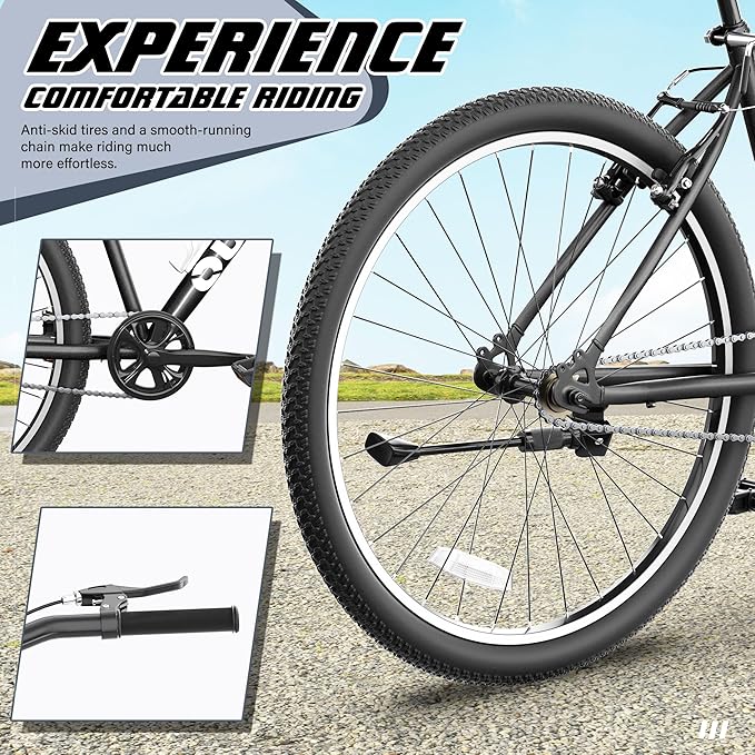 Beterland 26 Inch Mountain Bike, 1/7/21 Speed Comfort Bike wth Dual V Rakes, Bikes for Adults with Front Suspension and High Carbon Steel Frame, Bicycle with Adjustable Ergonomic Seat
