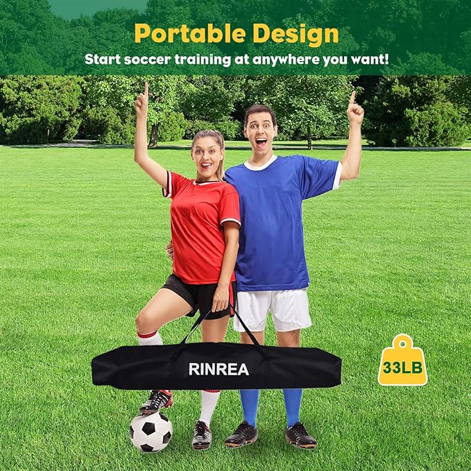 Portable Soccer Goal, Collapsible Soccer Goal Net Metal Base, Quick Setup Soccer Training Equipment with 1 Carry Bag, 1 Agility Ladder, 4 Ground Nails