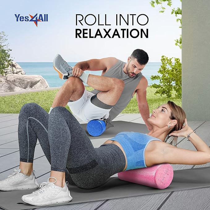 Yes4All High Density Foam Roller for Back, Variety of Sizes & Colors for Yoga, Pilates - Black - 24 Inches