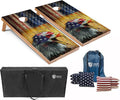Tailgating Pros American Themed Lightweight Corn Hole Board Set w/Multicolored Built-in LED Lights, Bean Bags and Carrying Case - 4'x2' Cornhole Toss