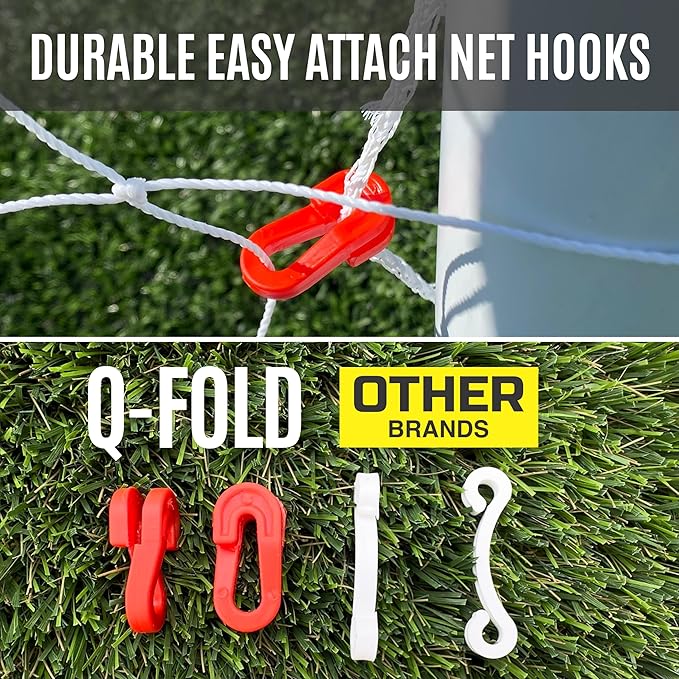 QUICKPLAY Q-Fold Soccer Goal | 30-Second Folding Design for Easy Setup | Portable & Weatherproof uPVC Soccer Goal for Backyard | Durable Post for Adults & Kids