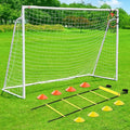 Soccer Goal 12x6,10x6.5, 8x6, 6x4FT Soccer Goals for Backyard Metal Soccer Goals for Kids Youth Adults Large Outdoor 2" Steel Soccer Goal Post Frame with Soccer Net Target Net Portable Agility Ladder
