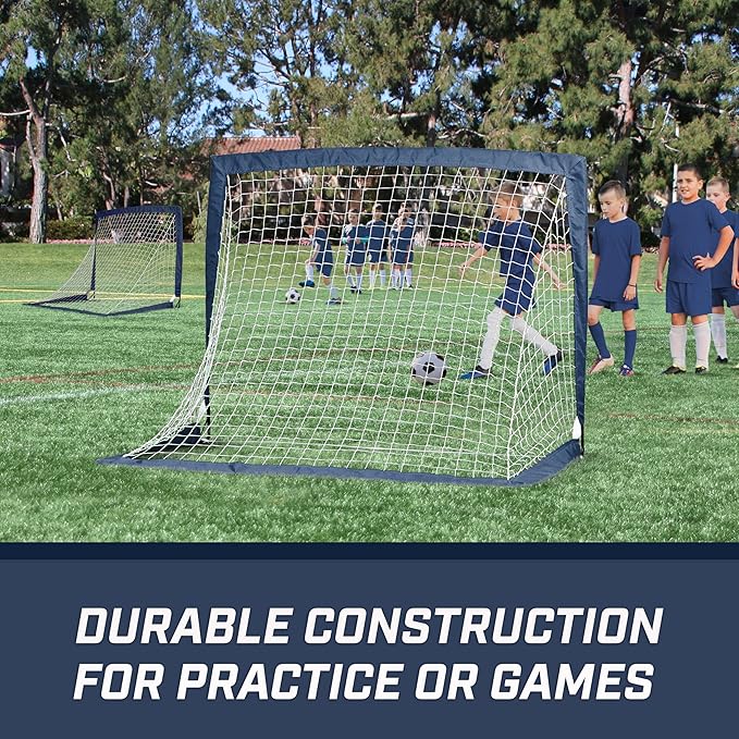 GoSports 4 x 3 ft Portable Soccer Goals for Kids - 13 Colors - Set of 2 Team Tone Pop Up Nets for Backyard