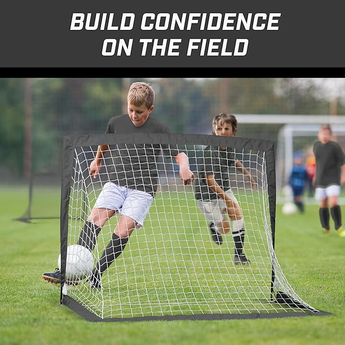 GoSports 4 x 3 ft Portable Soccer Goals for Kids - 13 Colors - Set of 2 Team Tone Pop Up Nets for Backyard