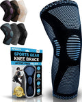 POWERLIX Knee Compression Sleeve - Best Knee Brace for Knee Pain for Men & Women – Knee Support for Running, Basketball, Volleyball, Weightlifting, Gym, Workout, Sports - (Light Blue M)