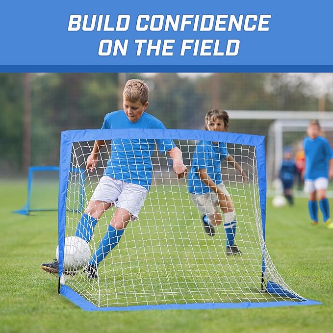 GoSports 4 x 3 ft Portable Soccer Goals for Kids - 13 Colors - Set of 2 Team Tone Pop Up Nets for Backyard