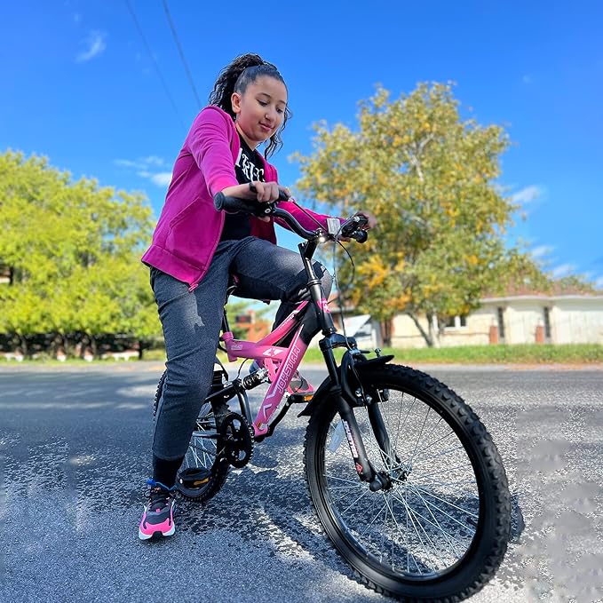 JOYSTAR 20 Inch Kids' Bike for Boys Girls Ages 7-13 Years Old, Dual-Suspension Kids Mountain Bike with Dual Handbrake & Kickstand, Multiple Colors