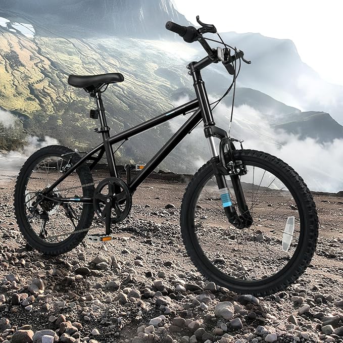 Goplus Mountain Bike, 20/24 Inch Kids Bicycle w/ 6-Speed Drivetrain, Suspension Fork, Dual Brakes, Adjustable Seat, Outdoor Cycling Children City Bike for Boys Girls