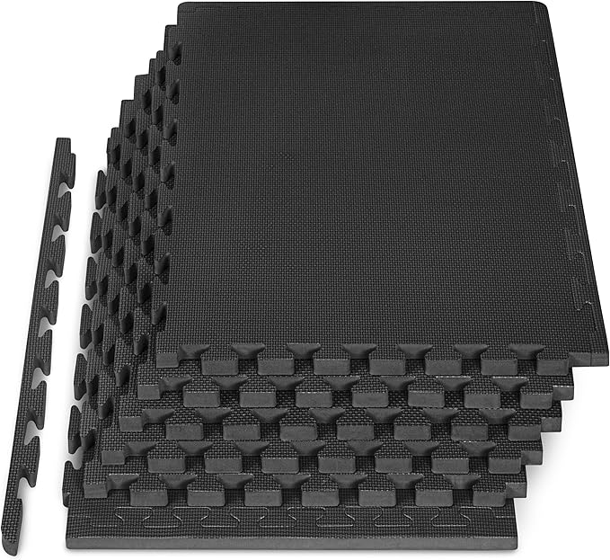 ProsourceFit Extra Thick Puzzle Exercise Mat ¾” and 1", EVA Foam Interlocking Tiles for Protective, Cushioned Workout Flooring for Home and Gym Equipment