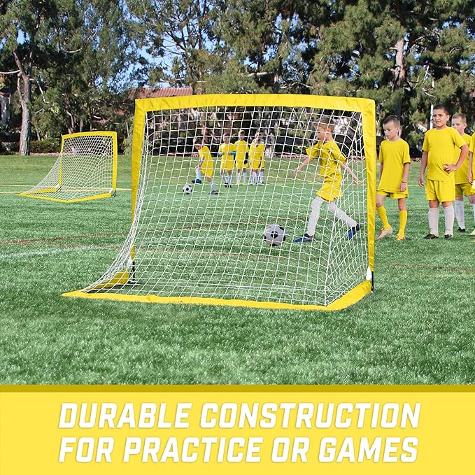 GoSports 4 x 3 ft Portable Soccer Goals for Kids - 13 Colors - Set of 2 Team Tone Pop Up Nets for Backyard