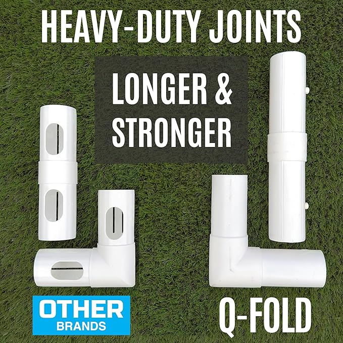 QUICKPLAY Q-Fold Soccer Goal | 30-Second Folding Design for Easy Setup | Portable & Weatherproof uPVC Soccer Goal for Backyard | Durable Post for Adults & Kids