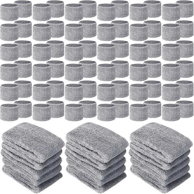 Lounsweer 72 Pcs Bulk Sports Wristbands - Sweatbands for Kids, Gifts, Party Favors, Athletics, and Fans