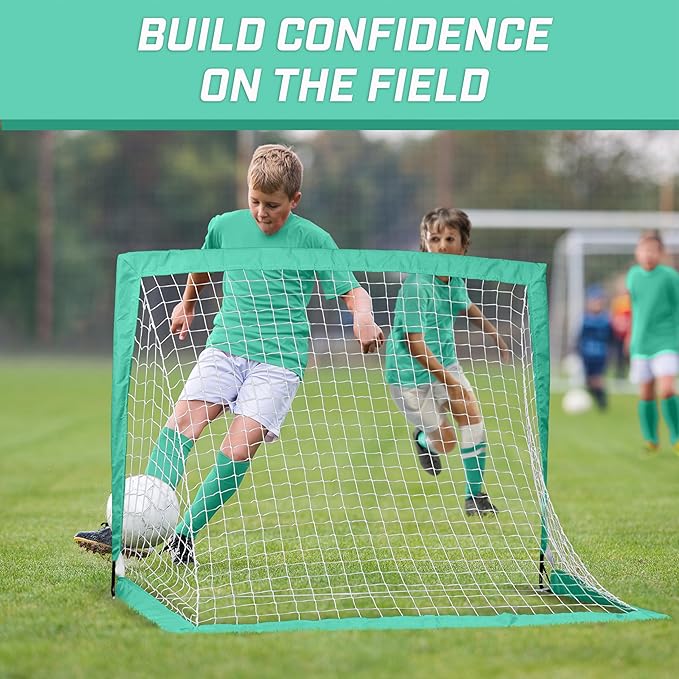 GoSports 4 x 3 ft Portable Soccer Goals for Kids - 13 Colors - Set of 2 Team Tone Pop Up Nets for Backyard