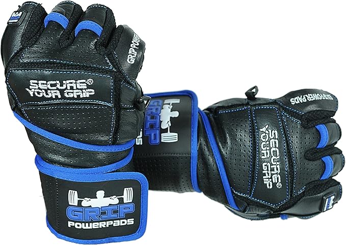 Elite Leather Gym Gloves with Built in 2" Wide Wrist Wraps Grip & Design for Weightlifting Power Lifting Bodybuilding & Strength Training Workout Exercises, Size : Large