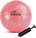 Size 3 4 5 Glitter Pink Gold Purple Soccer Ball Set with Pump Youth Soccer Ball for Kids Aged 4-6 6-8 8-12 Toddler Soccer Ball Soft Training Ball Practice for Teens Children Adults Boys Girls
