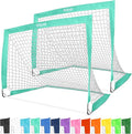 GoSports 4 x 3 ft Portable Soccer Goals for Kids - 13 Colors - Set of 2 Team Tone Pop Up Nets for Backyard