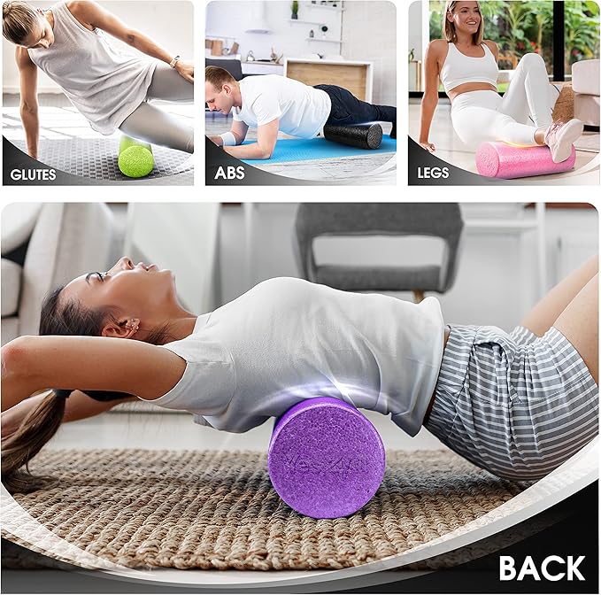 Yes4All High Density Foam Roller for Back, Variety of Sizes & Colors for Yoga, Pilates - Black - 24 Inches