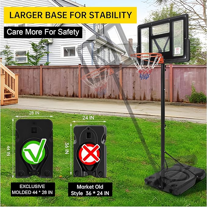 Basketball Hoop Outdoor 10FT Height Adjustable, Portable Basketball Goals & Hoops with PC Backboard and Large Water/Sand Base, Indoor Outdoor Basketball Hoop for Kids Youth Adults Backyard Driveway