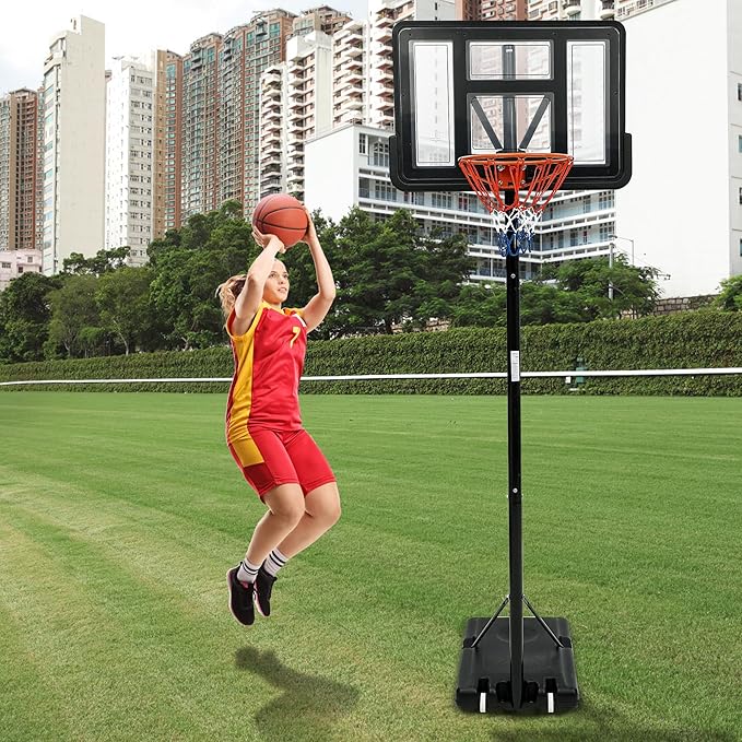 Basketball Hoop Outdoor 10FT Height Adjustable, Portable Basketball Goals & Hoops with PC Backboard and Large Water/Sand Base, Indoor Outdoor Basketball Hoop for Kids Youth Adults Backyard Driveway