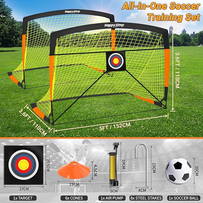 Soccer Goal 7'x5', 6.6‘x3.3', 5'x3.6', 4'x3', 3'x2.2' Soccer Net for Kids Backyard