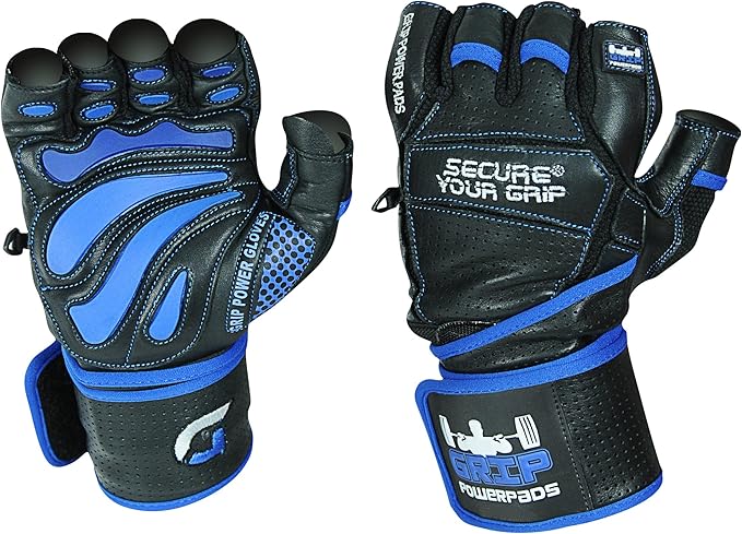Elite Leather Gym Gloves with Built in 2" Wide Wrist Wraps Grip & Design for Weightlifting Power Lifting Bodybuilding & Strength Training Workout Exercises, Size : Medium
