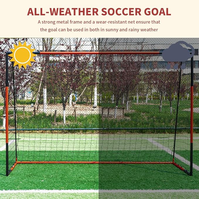 KAIHAOWIN Soccer Goal 3'x2.5'|6'x4'|8'x6'|10'x6.6'-Steel Frame Goal Post All Weather Soccer Net-Quick Assembly Training Sports Soccer Goals for Backyard Indoor Outdoor-Heavy Duty Metal Soccer Goals