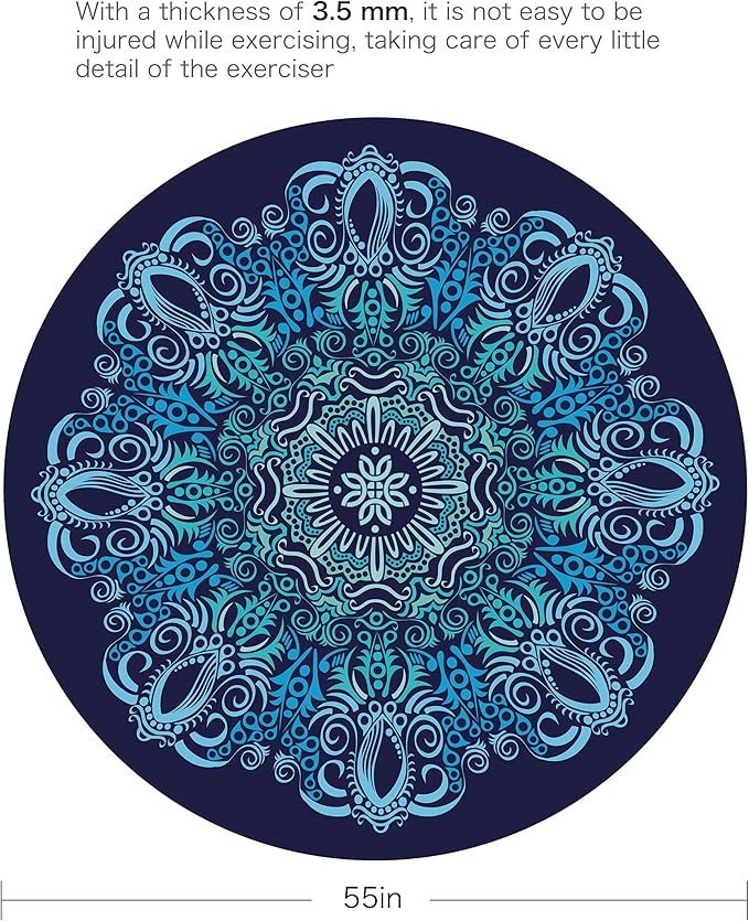 Pilates Mat Round Oversize Yoga Mat Suede Rubber Non-Slip Dia 140cm Exercise Mat Meditation Mat Workout Mat for Home Outdoor