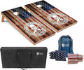 Tailgating Pros American Themed Lightweight Corn Hole Board Set w/Multicolored Built-in LED Lights, Bean Bags and Carrying Case - 4'x2' Cornhole Toss