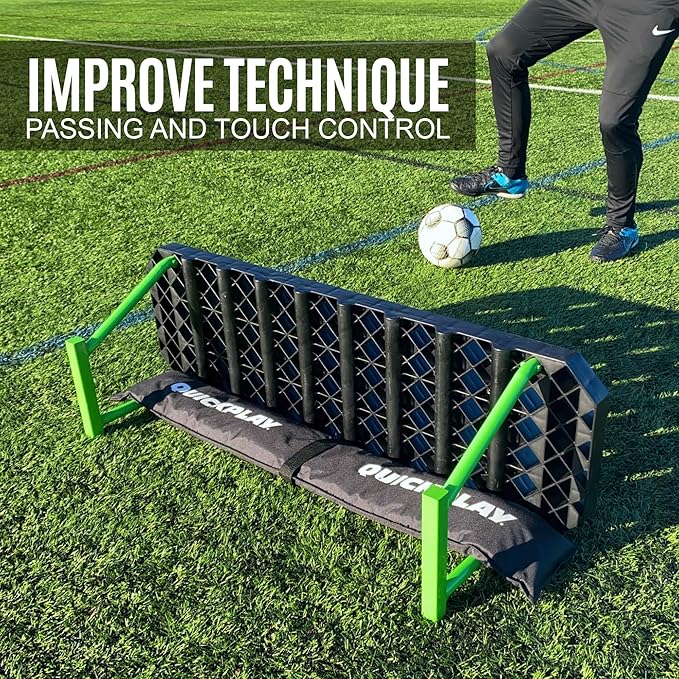QUICKPLAY Replay Station Soccer Rebound Board - Portable Dual Surface Rebounder with Adjustable Angle - Soccer Training Equipment for Control, Passing Practice