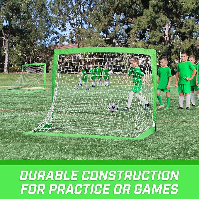 GoSports 4 x 3 ft Portable Soccer Goals for Kids - 13 Colors - Set of 2 Team Tone Pop Up Nets for Backyard