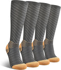 IRAMY Copper Compression Socks for Men Women 15-20 mmHg Ankle Support V-Shape Gradient Compression Coolmax Wicking Knee High Socks