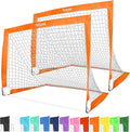 GoSports 4 x 3 ft Portable Soccer Goals for Kids - 13 Colors - Set of 2 Team Tone Pop Up Nets for Backyard