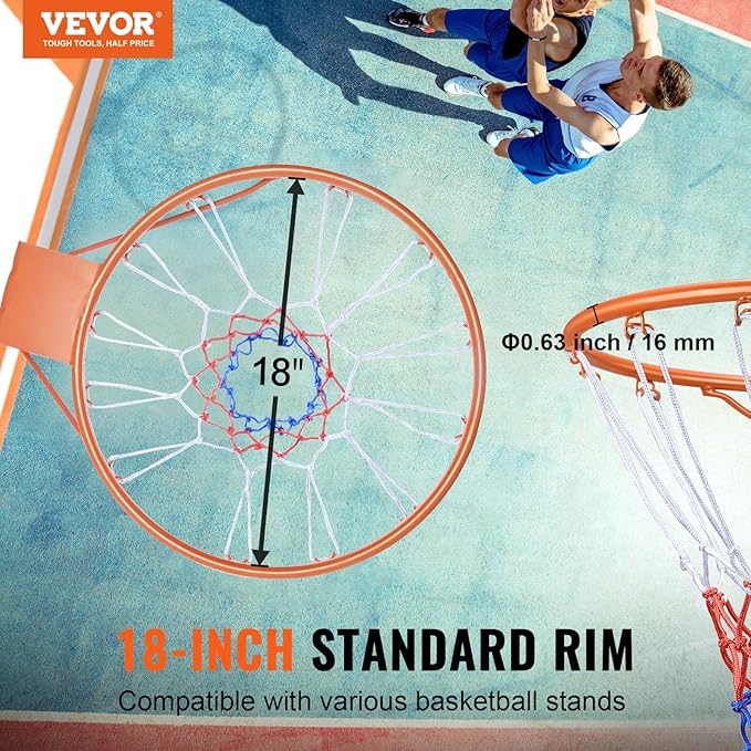 VEVOR Basketball Hoop/Rim, Adjustable Height Portable Backboard Court, Basketball Goal, Mobile Stand with Wheels Weighted Base, Youth&Adults, Outdoor/Indoor