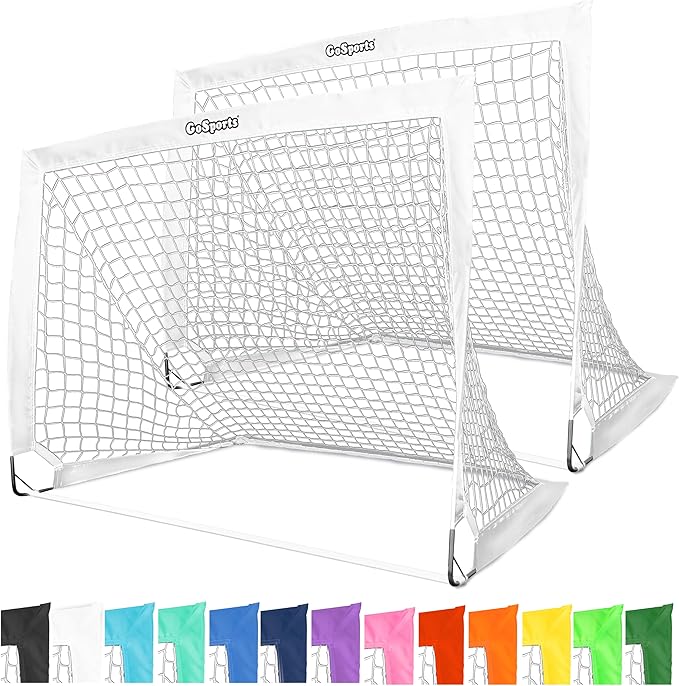 GoSports 4 x 3 ft Portable Soccer Goals for Kids - 13 Colors - Set of 2 Team Tone Pop Up Nets for Backyard