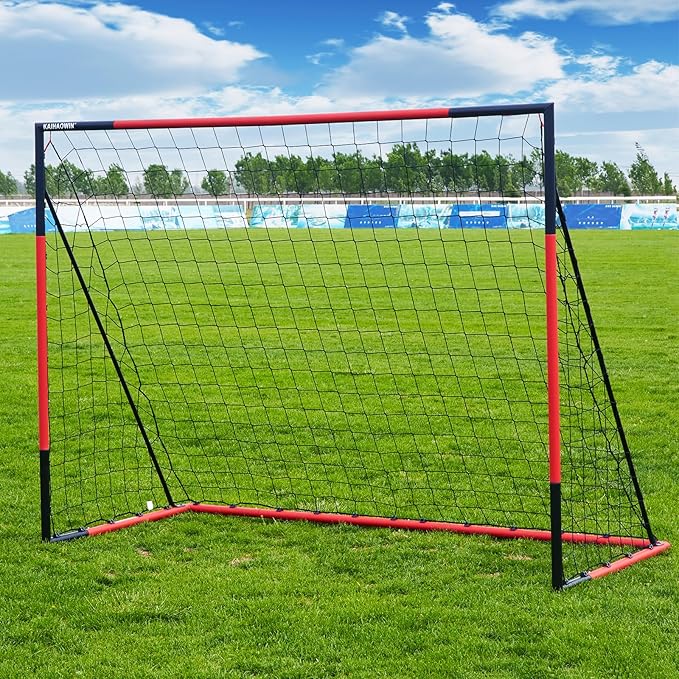KAIHAOWIN Soccer Goal 3'x2.5'|6'x4'|8'x6'|10'x6.6'-Steel Frame Goal Post All Weather Soccer Net-Quick Assembly Training Sports Soccer Goals for Backyard Indoor Outdoor-Heavy Duty Metal Soccer Goals