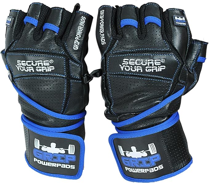 Elite Leather Gym Gloves with Built in 2" Wide Wrist Wraps Grip & Design for Weightlifting Power Lifting Bodybuilding & Strength Training Workout Exercises, Size : Medium
