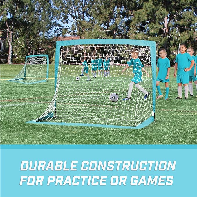 GoSports 4 x 3 ft Portable Soccer Goals for Kids - 13 Colors - Set of 2 Team Tone Pop Up Nets for Backyard