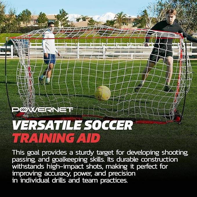 PowerNet Soccer Goal for Backyard, 6x4 / 8x4 FT Portable Soccer Net, Sports & Outdoors Training Equipment, 1 Goal & Zipper Storage Bag