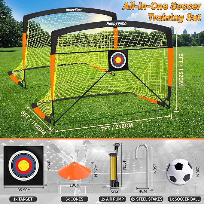 Soccer Goal 7'x5', 6.6‘x3.3', 5'x3.6', 4'x3', 3'x2.2' Soccer Net for Kids Backyard