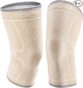 CAMBIVO 2 Pack Knee Brace, Knee Compression Sleeve Support for Men and Women, Knee Pads for Running, Hiking, Meniscus Tear, Arthritis,Joint Pain Relief (Beige,XX-Large)
