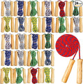 Shappy 24 Pcs Jump Rope Bulk 7.25 ft Adjustable Cotton Skipping Rope with Wooden Handle Braided Fitness Jumping Rope for Training Outdoor Exercise Fun Activity Party Favor