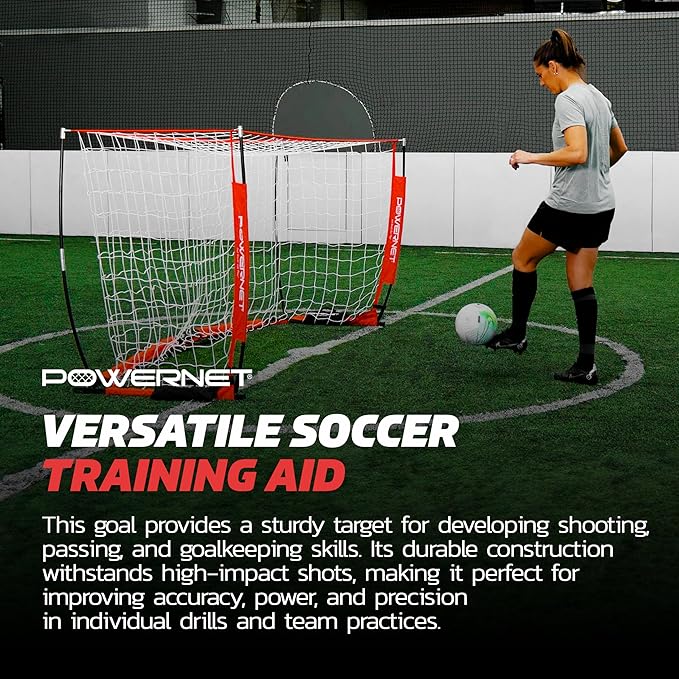 PowerNet Soccer Goal for Backyard, 6x4 / 8x4 FT Portable Soccer Net, Sports & Outdoors Training Equipment, 1 Goal & Zipper Storage Bag