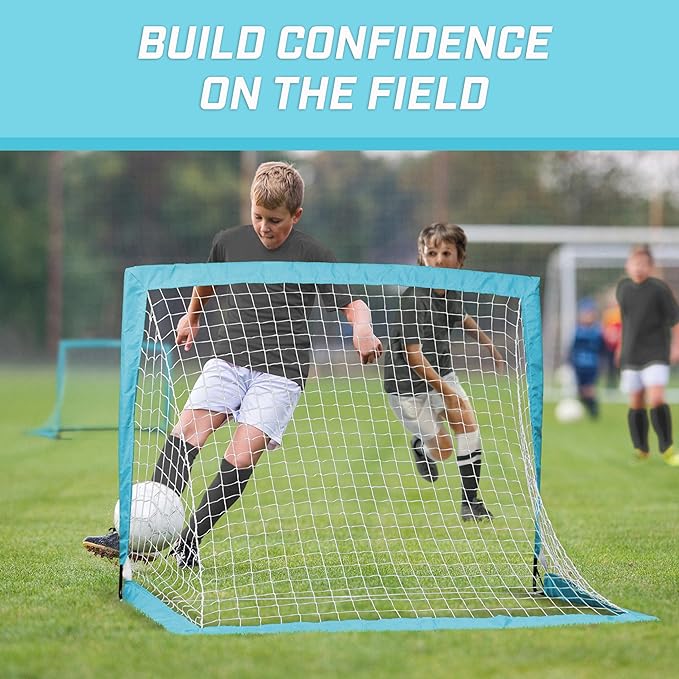 GoSports 4 x 3 ft Portable Soccer Goals for Kids - 13 Colors - Set of 2 Team Tone Pop Up Nets for Backyard