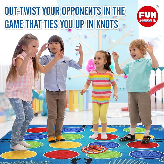 Classic Twist Poses Floor Game, FunKidz Giant Mat Party Games for Kids Adults Bigger Size Family Indoor and Outdoor Activity for Boys Girls Gift