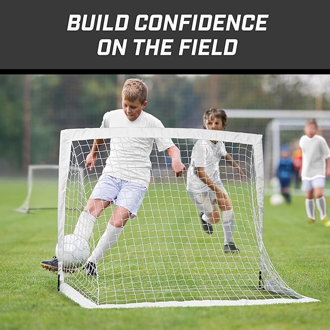 GoSports 4 x 3 ft Portable Soccer Goals for Kids - 13 Colors - Set of 2 Team Tone Pop Up Nets for Backyard