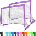 GoSports 4 x 3 ft Portable Soccer Goals for Kids - 13 Colors - Set of 2 Team Tone Pop Up Nets for Backyard