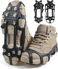 Crampons Ice Cleats for Shoes and Boots Traction Snow Cleats with 9 Studs Snow Cleats Chains Non Slip Rubber Crampons for Hiking Boots Men Women Ice Snow Winter Walking Climbing Fishing